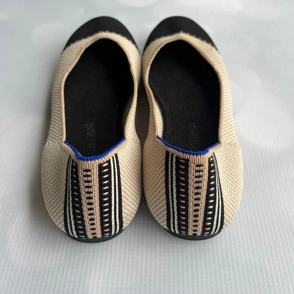 Rothy's The Square TUXEDO Size‎ 8 Cap Toe Ballet Flats Capsule Wardrobe Preppy